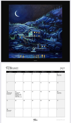 2027 wall calendar by Adam Young, February 2027 page