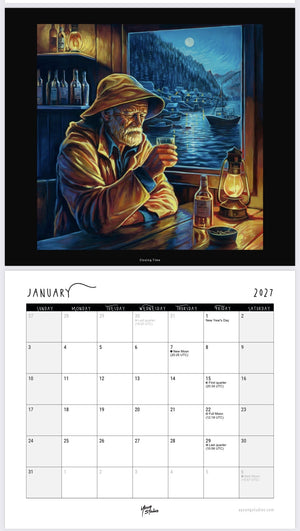 2027 wall calendar by Adam Young, January 2027 page