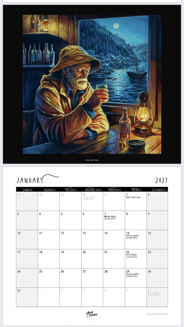 2027 wall calendar by Adam Young, January 2027 page
