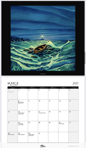 2027 wall calendar by Adam Young, March 2027 page