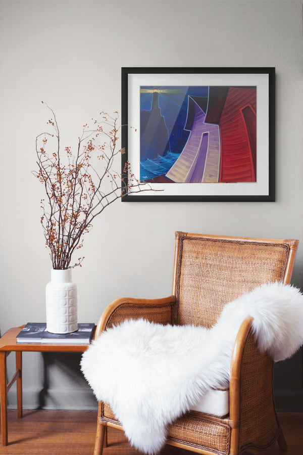 Acadian framed paper print shown in a room setting