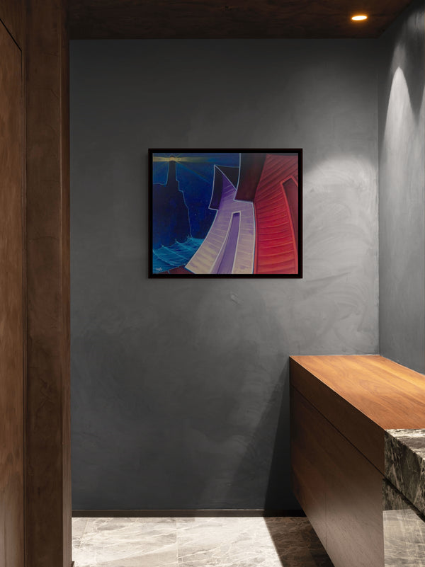 Acadian canvas shown in a room setting