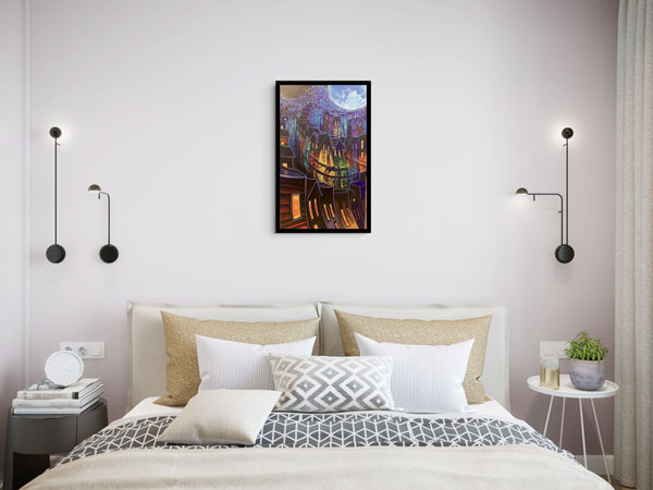 All the Way to the Moon canvas shown in a room setting