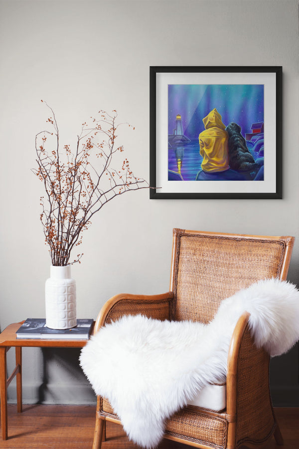 An Evening Walk framed paper print shown in a room setting