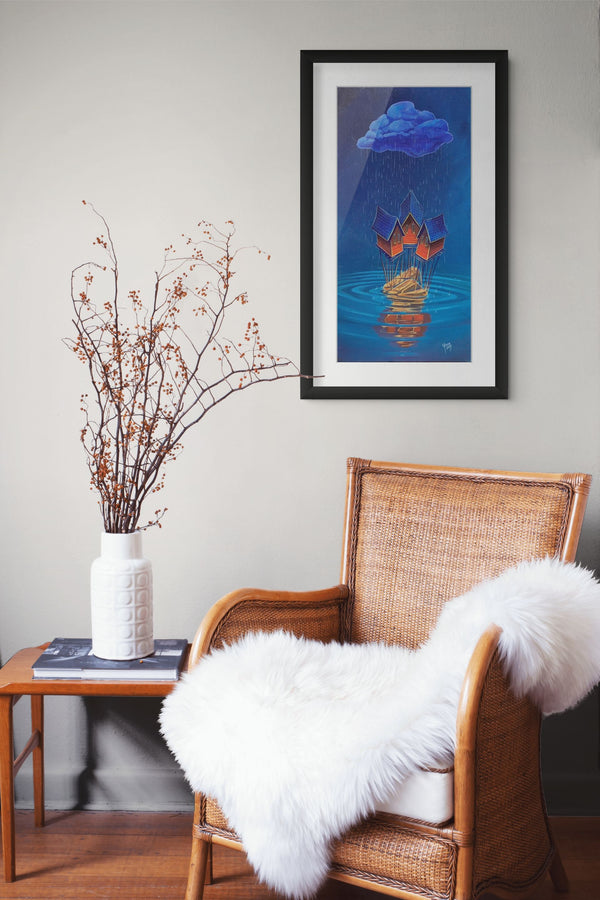 Another Downpour framed paper print shown in a room setting