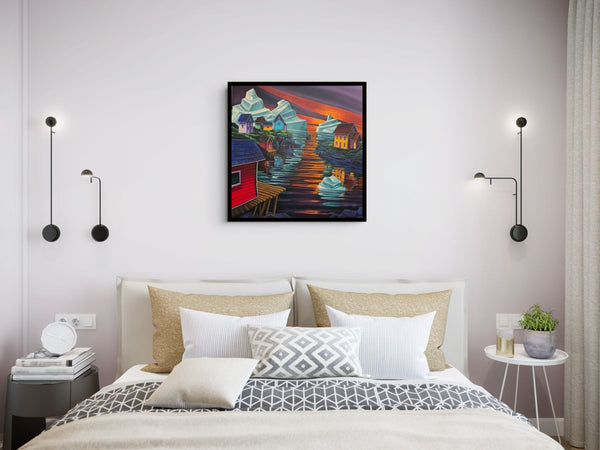 Barr'd Islands canvas shown in a room setting
