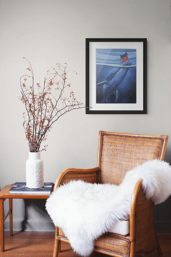 Breach framed paper print shown in a room setting