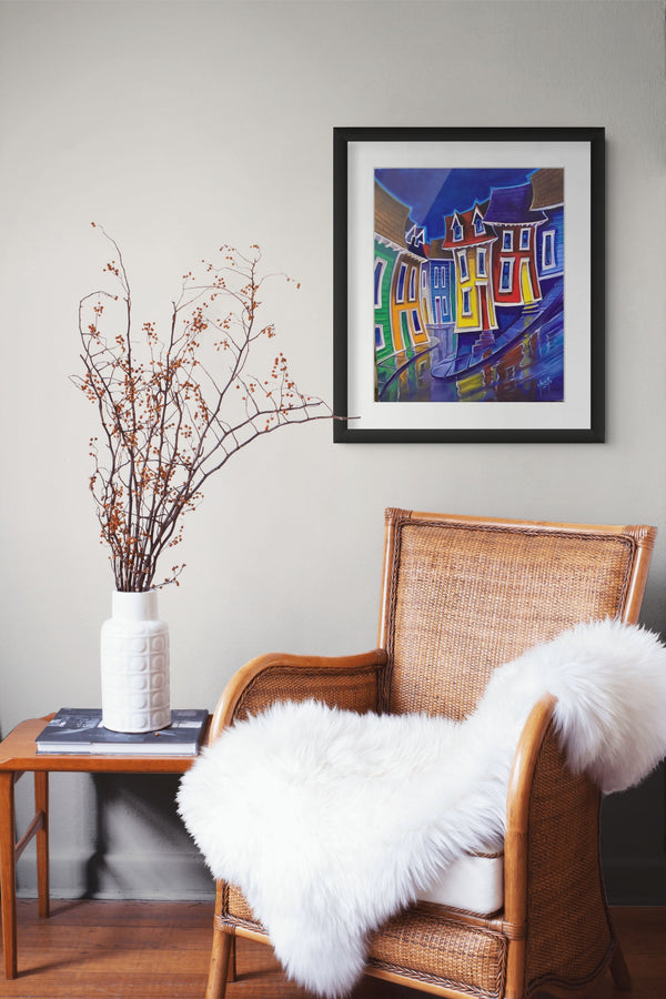 A Colourful Rain #2 framed paper print shown in a room setting